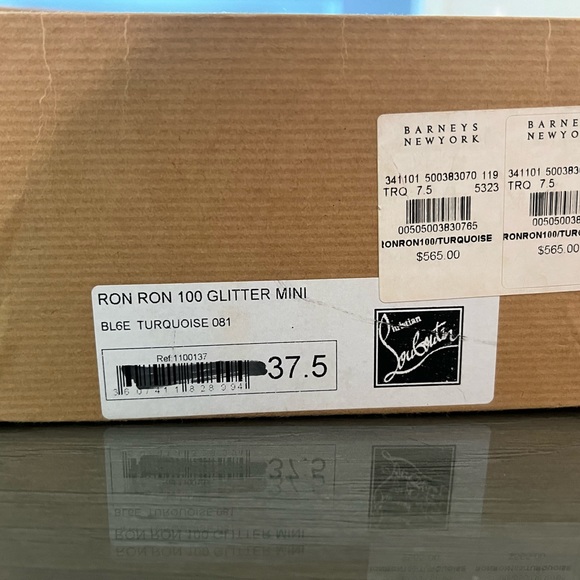 Christian Louboutin Ron Ron 100 Glitter Mini, Size 37.5, Glitter Blue - Picture 3 of 10